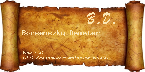 Borsenszky Demeter névjegykártya